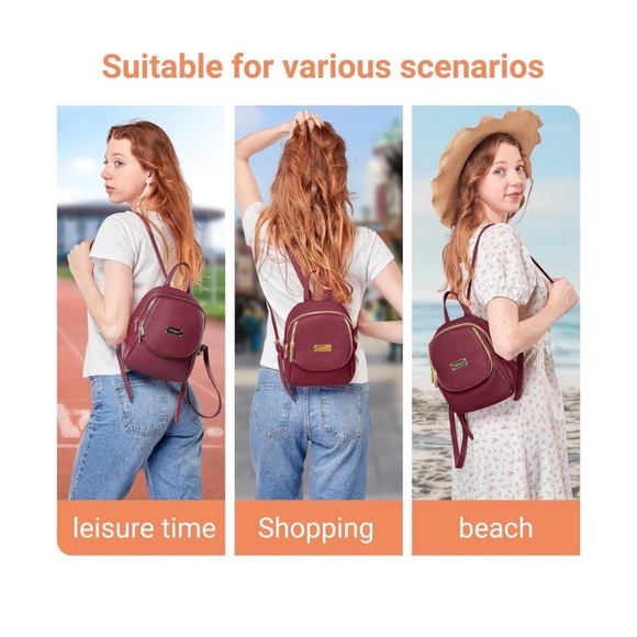 Mini Backpack Purse For Women, Small size Leather Backpacks For Lady Cute Walle - Picture 4 of 10